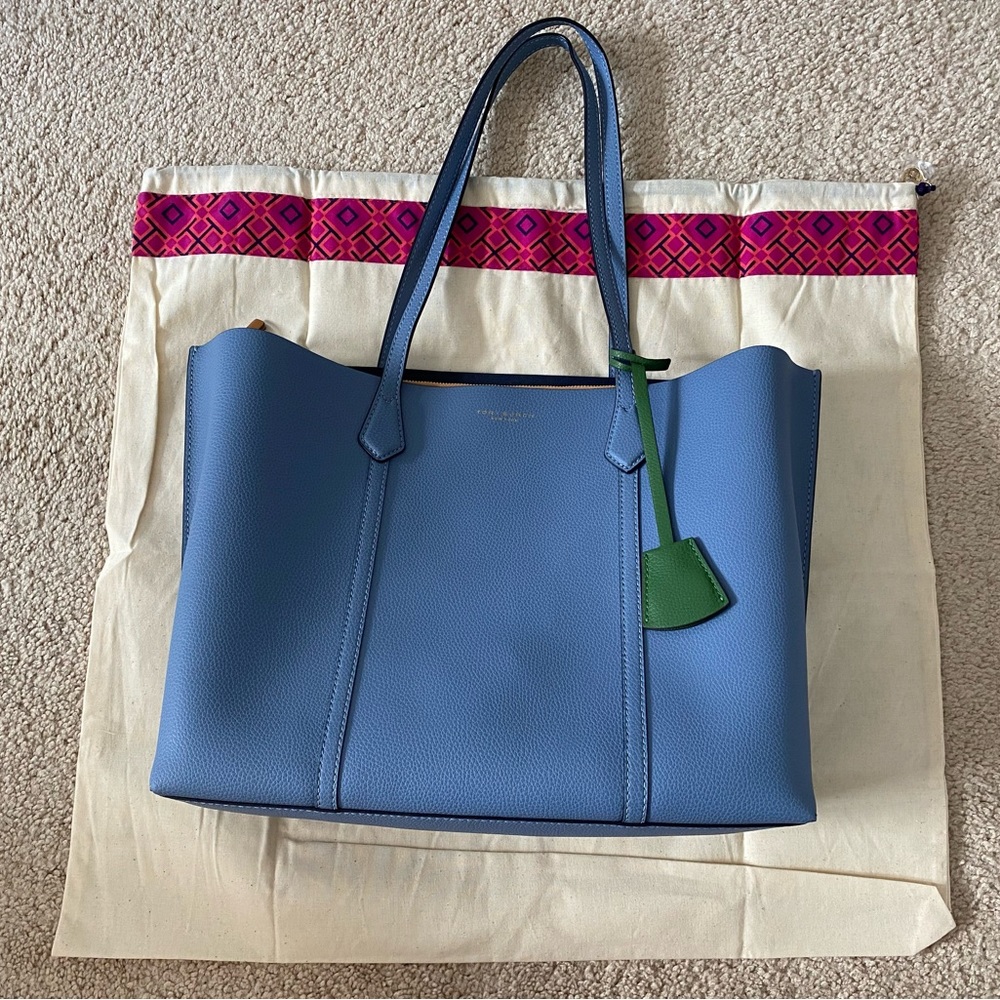 Tory Burch Perry Leather Tote, Bluewood